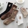 5 Pairs Bear Embroidery Snow Boot Socks Breathable Sports Socks Women Socks  Winter