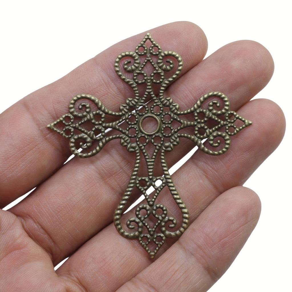 30pcs Vintage Hollow Floral Cross Embellishments - 55x60mm Cast Iron DIY Scrapbooking Corner Decorations - For Crafting & Scrapbooking Enthusiasts