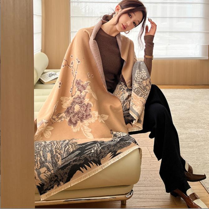 New Arrival Women'S Scarl Thickening Warm Pashmina Cashmere Scarf Female Autumn Winter Soft Scarf Shawl Multipurpose Blanket