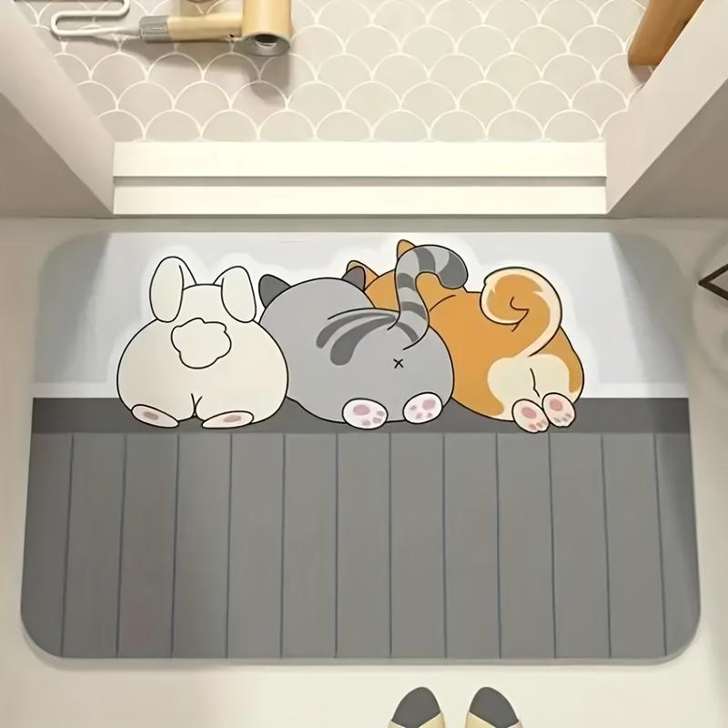 VIKAMA Cartoon Cute Pet Bathroom Carpet Absorbent Anti slip Bathroom Shower Room Anti slip Mat Home Decoration 40cm x 60cm