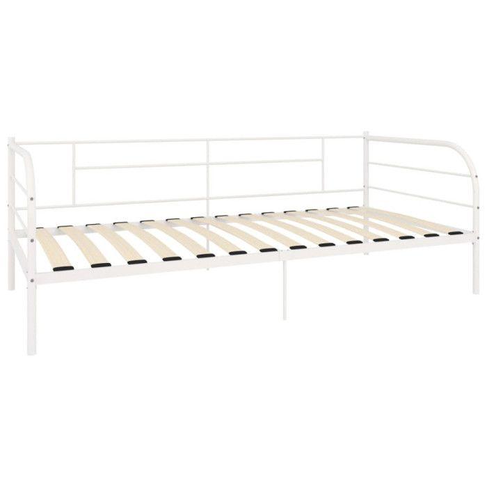 VidaXL Cadre de lit de repos Blanc Métal 90 x 200 cm