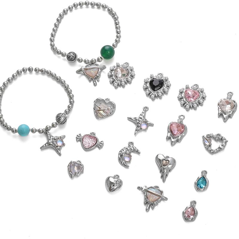 Γούρι Κράματος Διαμαντιού Καρδιά Αστέρι Φεγγάρι Μενταγιόν Κολιέ Βραχιόλι Σκουλαρίκια Αξεσουάρ Κοσμημάτων DIY