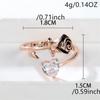 Fashion Female Rose Golden Color Rose Flower Adjustable Ring Luxury Heart Cut White Stone I Love You Forever Wedding Bands Ring Jewelry