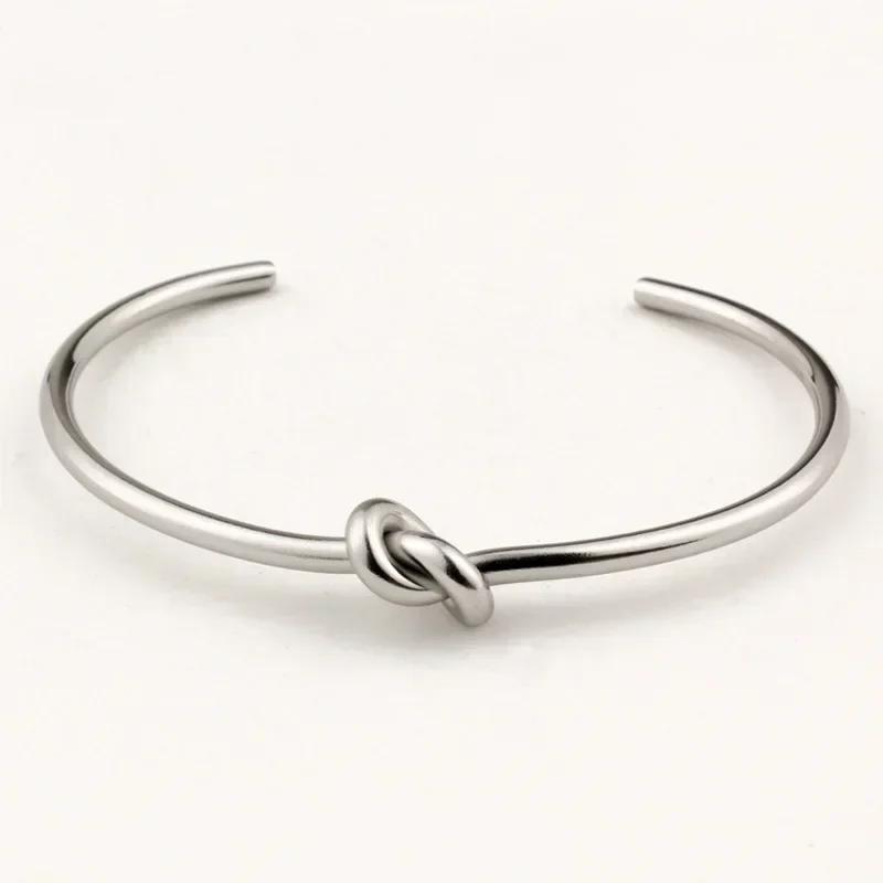 Simple Summer Fashion Knot Bracelet 3mm Wide Stainless Steel Personalized Bracelet Knot Design Jewelry Accessories Creative Gift