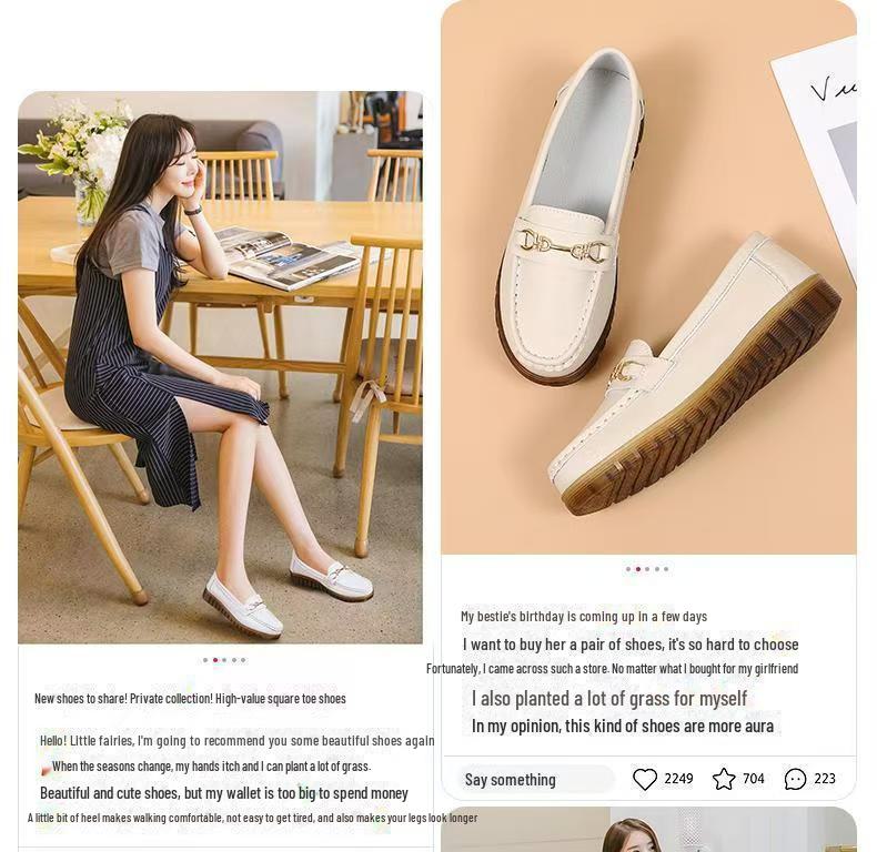 Zapatos de Cuña Suave de Cuero Genuino para Mujer Primavera y Otoño para Madres de Mediana Edad y Mayores