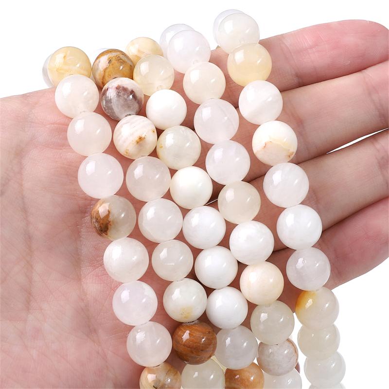 Korálky z přírodního kamene 4/6/8/10 mm Bílý Zelený Nefrit Syntetické Kulaté Volné Distanční Korálky Pro Náramek Náhrdelník Vlastní výroba šperků