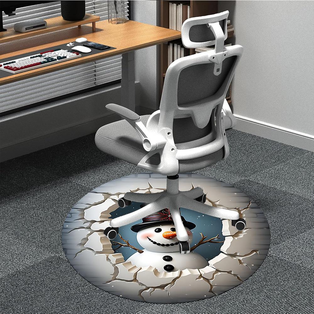 

1pc Snowman Decorations Chair Carpet for Office, Soft Comfortable Mat For Office, Living Room, Bedroom, Machine Washable Carpet yy251112107 80cm by 80cm