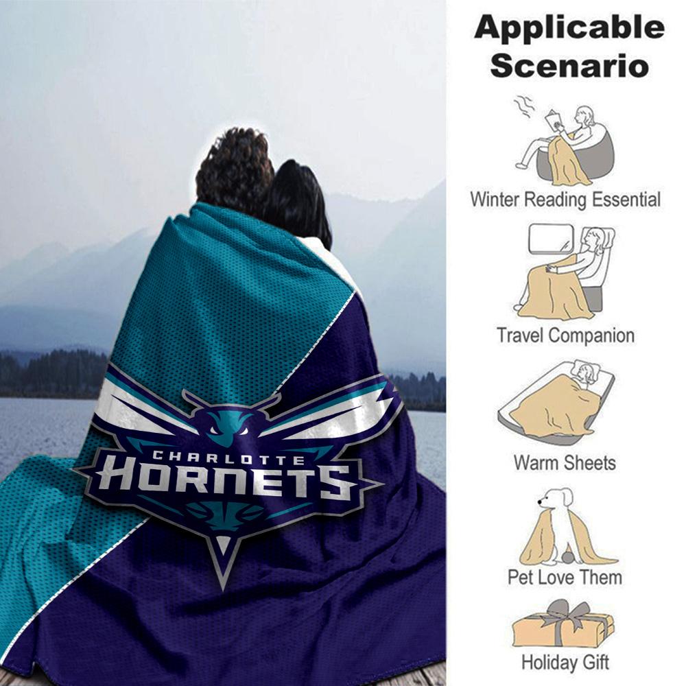 Charlotte Hornets Print Flannel Blanket High Quality Warm Comfortable Cover for All Seasons Perfect for Gifts Home Decor