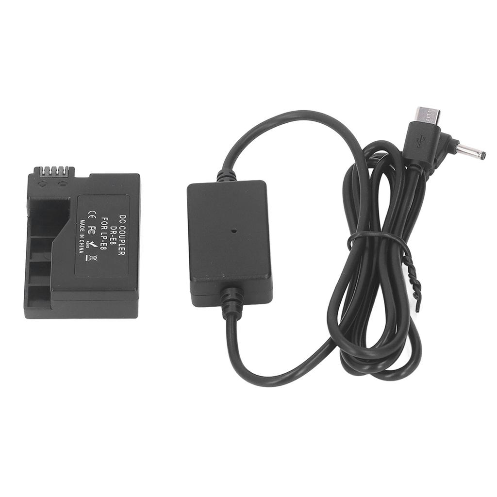 DR E8 DC Coupler LP E8 Dummy Battery Type C Power Adapter Kit for T2i T3i T4i T5i 700D 650D 600D