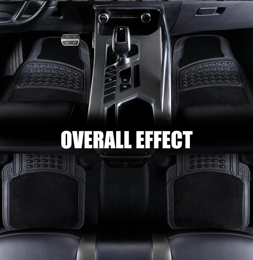 Four-Piece Universal PVC Car Floor Mats - Anti-Slip, Waterproof, Heat-Resistant Interior Protection.