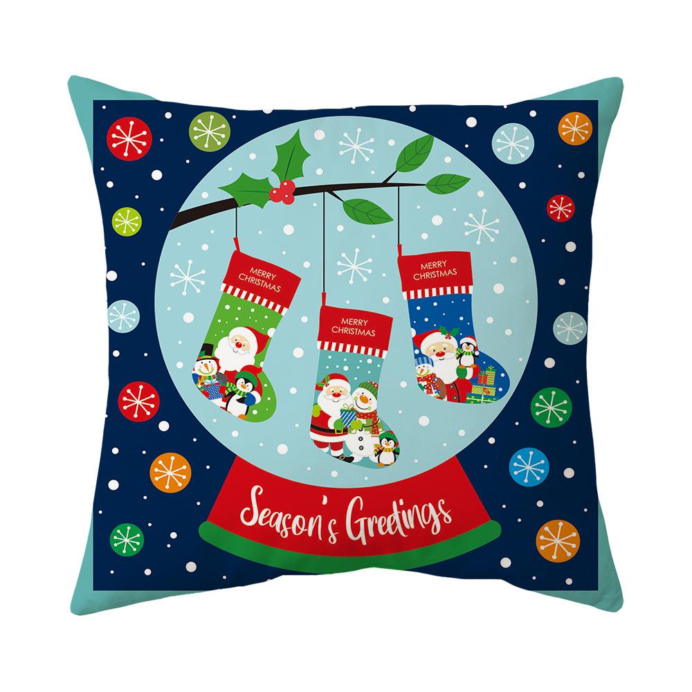 

Shopee Christmas Pillow Cover Peach Skin Plaid Watercolor Print Living Room Home Sofa Pillow Cushion 45 * 45Cm (without pillow core)