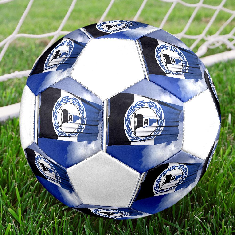 Pallone da Calcio DSC Arminia Bielefeld taglia 5, colorato, adatto a tutte le età, cucito a macchina, materiale PVC, grado competizione, durevole e ad alto rimbalzo