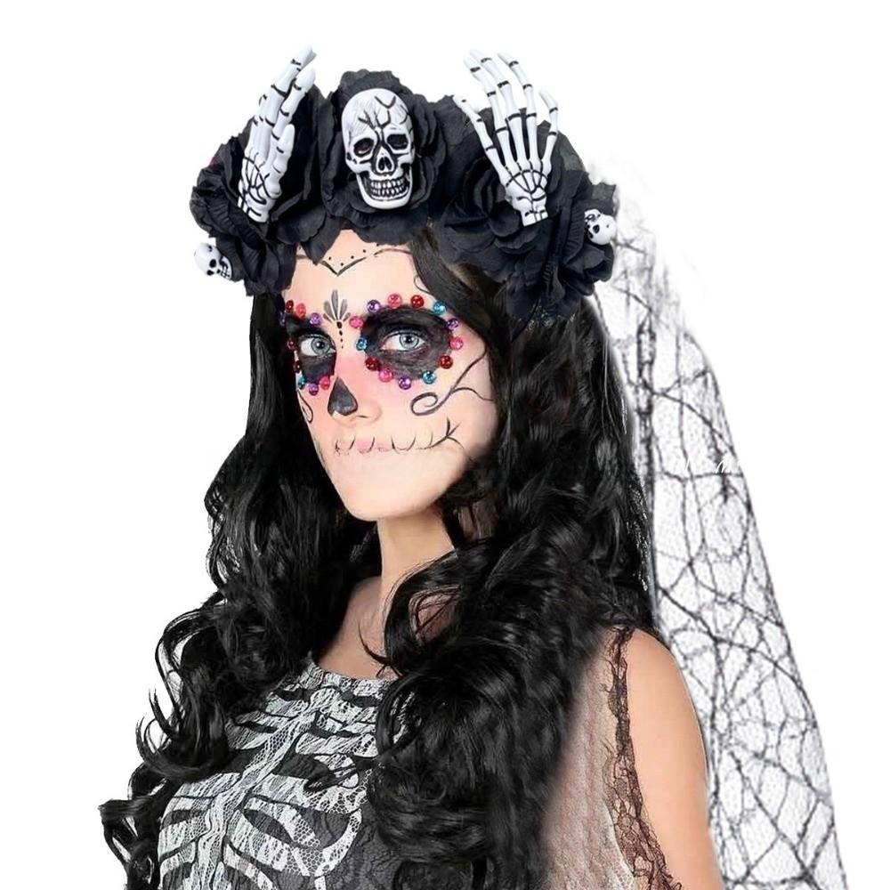 Halloween Costume Rose Flower Crown Gothic Party Headpiece Wedding Crown Floral Hair Hoop  Women