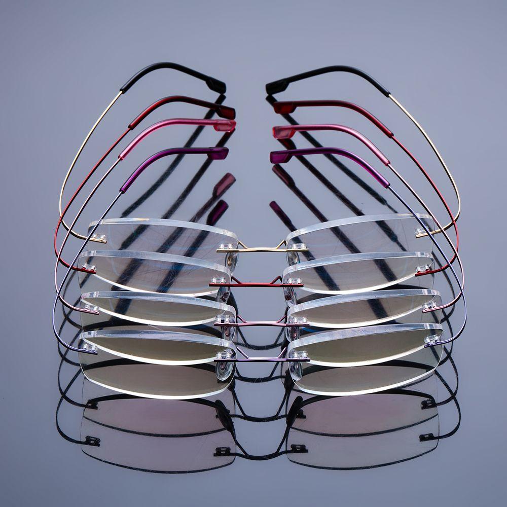 Eyewear Vision Care Flexible Presbyopic Eyeglasses Rimless Reading Glasses Memory Titanium