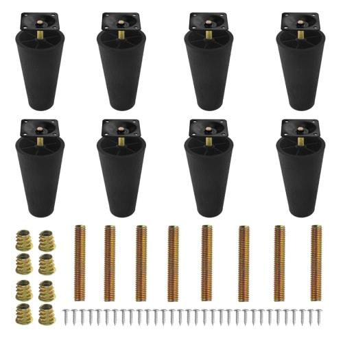 WMYCONGCONG Set of 8 Furniture Legs, 120mm Sofa Legs, Replacement Plastic Sofa Legs, Round Tapered Support Legs, Height Adjustable, Extension Legs Wit