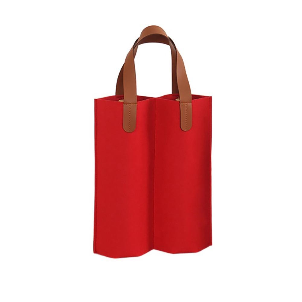 Solid Color Wine Bag Single Double Wine Carrier Bag Simple Felt Bag