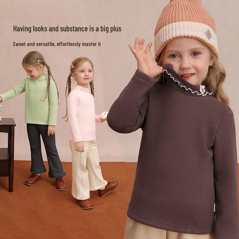 Klassisches Teddy-Mädchen-Thermo-Langarmshirt mit gefüttertem Kragen