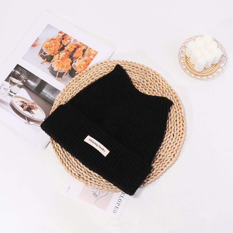 New Autumn and Winter Hat for Women's Letters Cat Ear Knitted Hat  Versatile Face  Small Pullover Hat  Warm Wool Cold Hat  Men