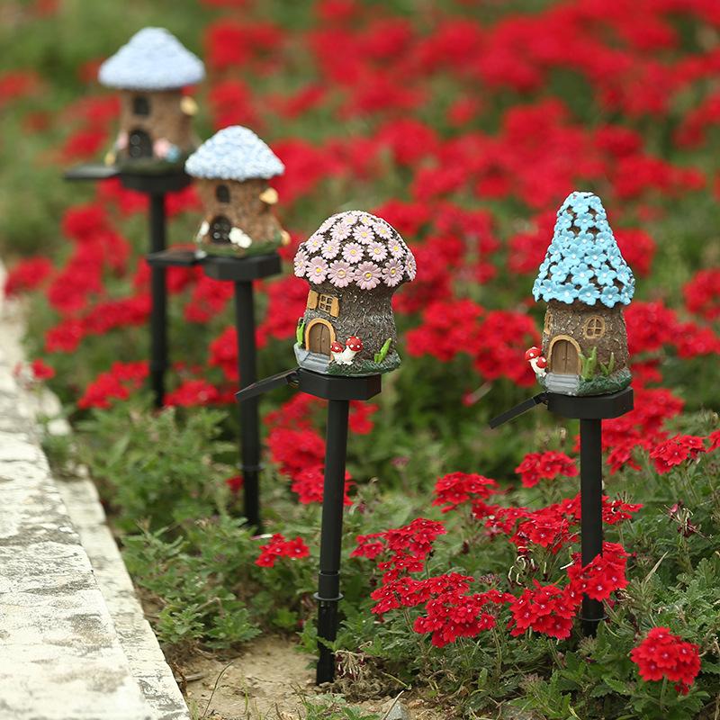 1Pc New Solar Resin Floor Plug Lamp Outdoor Garden Lamp Garden Atmosphere Decoration Landscape Arrangement Lawn Lamp