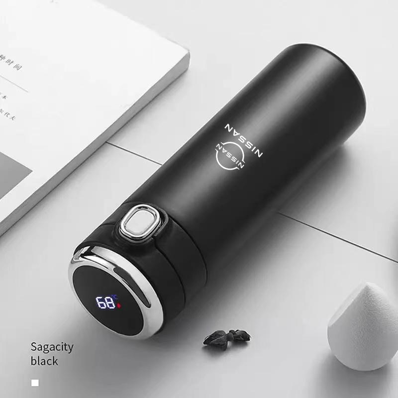 

400ml Intelligent Thermos Flask Travel Cup Vacuum Water Bottle For Nissan X-trail Qashqai Rogue Juke Leaf Altima Versa Car