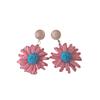 Colorful Raffia Flower Dangle Earrings - Summer Beach Vacation Style, European & American Fashion.