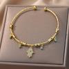 18K Gold Geometric Blue-Eyed Evil Eye Bracelet - Colorful and Versatile.