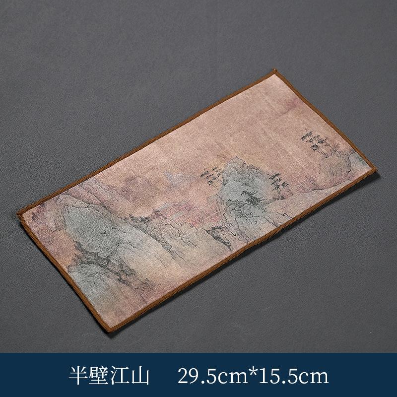 Chinese Style Tea Towel Absorbent Rag Painted Tea Cloth Household Kitchen Table Cleaning Mats Napkin Placemats Cleaning Cloth