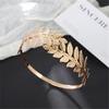 Metal Leaf Open Arm Ring Punk Personality Wide Cuff Bangles Girl Jewelry Simple Exaggerated Geometric Pulseras