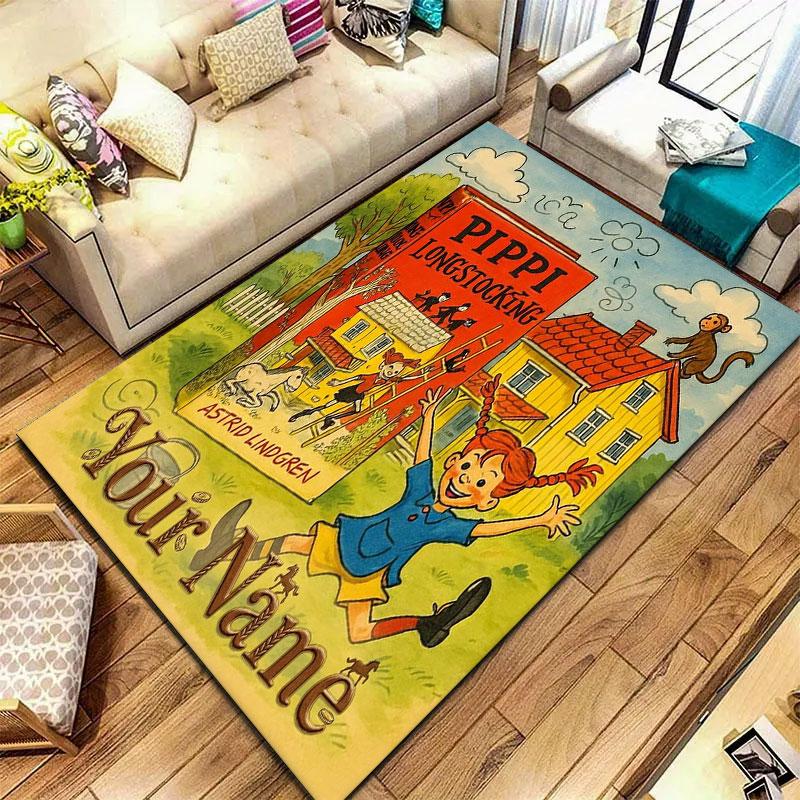 Pippi Longstocking Custom Name Carpet Rug for Living Room Bedroom Home Sofa Decoration,Kids play Non-slip Floor Mat