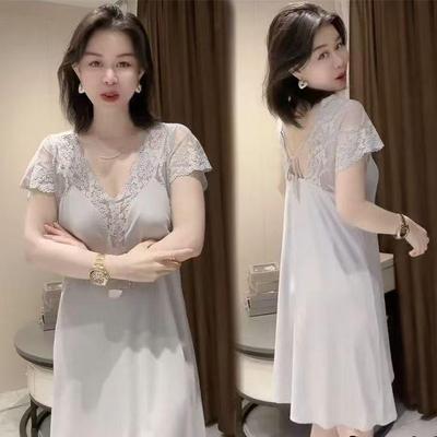 Göğüs Pedli Kadın Gevşek Buz İpeği Yazlık Pijama