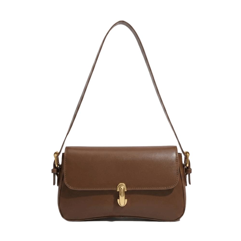 Metal Lock Square Underarm Bag PU Handbag Elegant Faux Leather Shoulder Bag Date