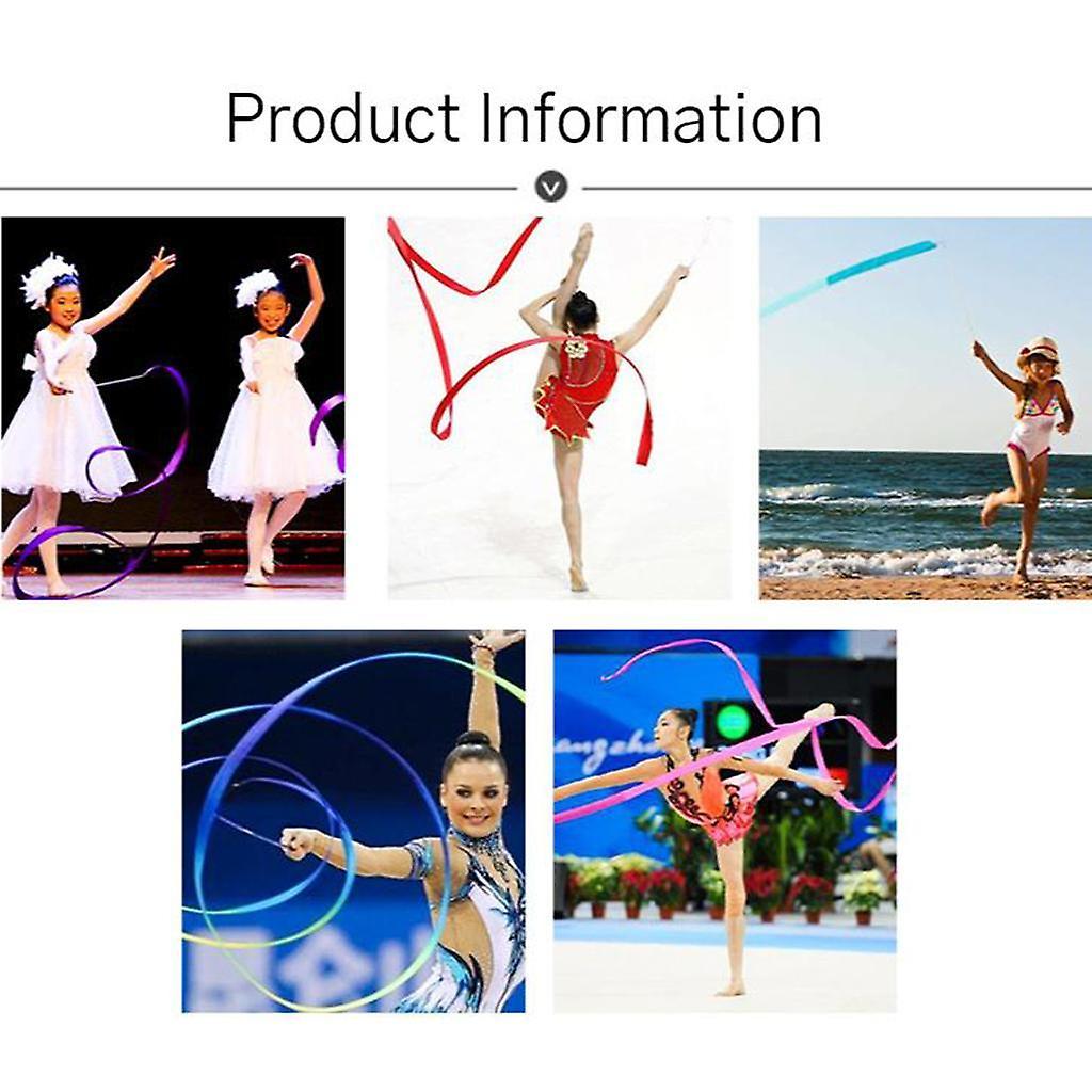 5xDance Ribbon Gym Rhythmic Art Gymnastic Streamer Twirling Rod Colorful
