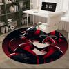 1pc Anime Design Round Carpet - Red and Black Devil Theme Chair Mat for Office, Home Decor, Living Room