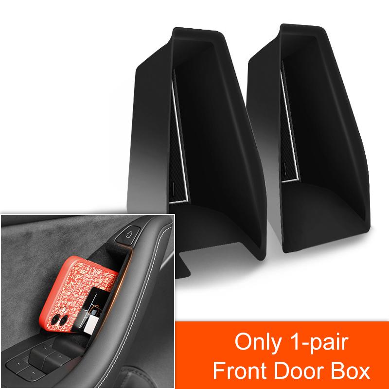 Car Front ide Car Door Storage For Tesla Model 3 Model Y Pallet Armrest Container Box Cover Grab Handle Storage Box 1 pair Front Box