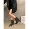 Thick Heel Pointed Pants Boots Fried Street Short Boots Women's Shoes Spring and Autumn 2025 New Summer Brown Western Cowboy Boots