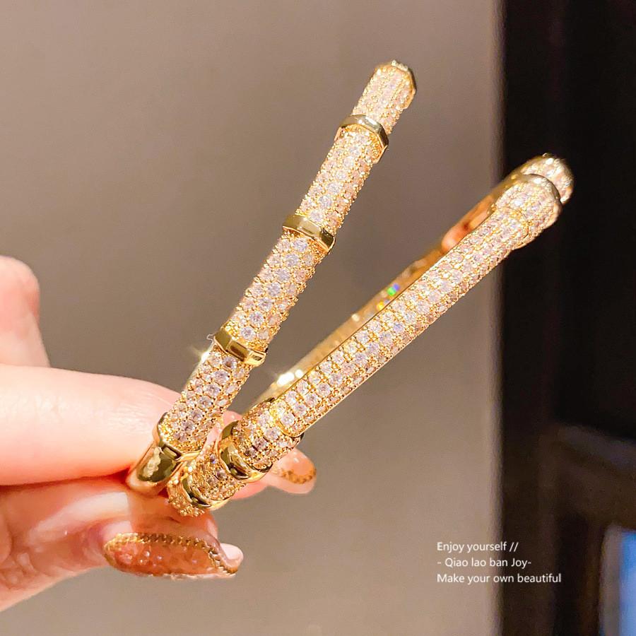 18k Gold Plated Zircon Stone Round Cuff Bracelet For Women Fashion Accessories