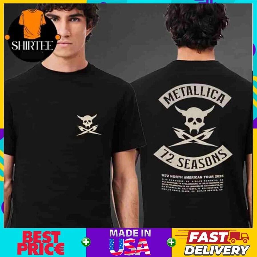 SALE! Metallica M72 North American Tour 2025 Dates & Locations List  S-4X Unisex T-Shirt L