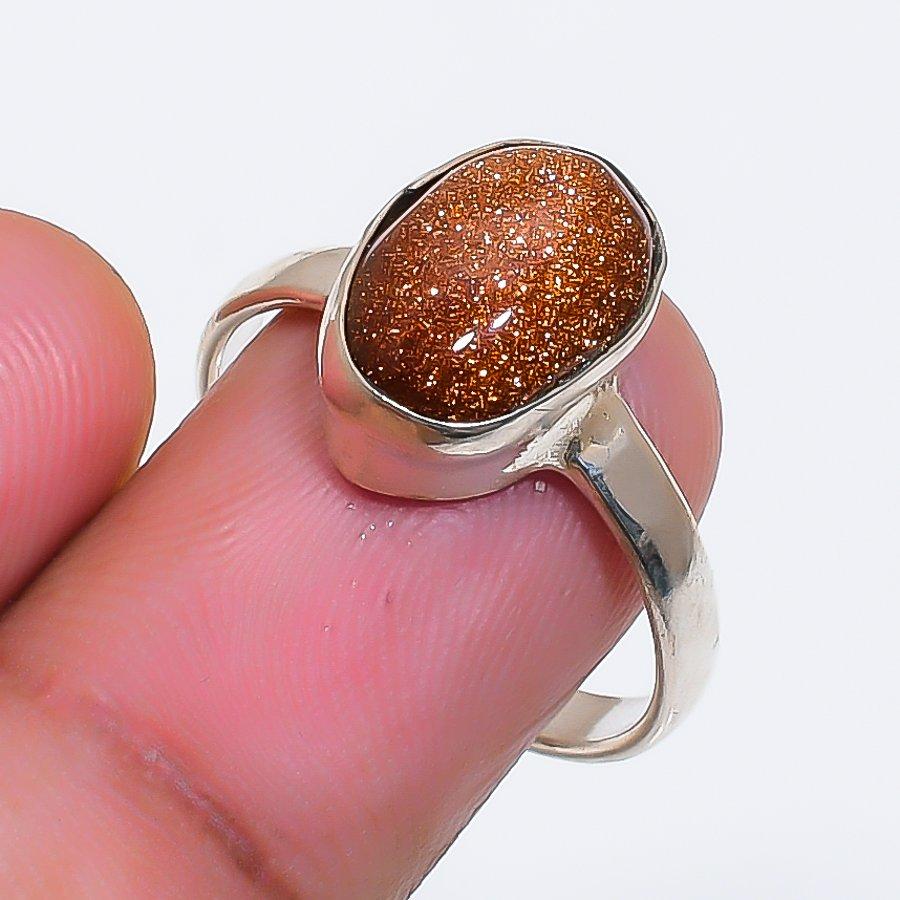 Natural Red Sunstone Gemstone 925 Sterling Silver Jewelry Ring Size 8 h3v28
