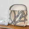 Linen Large Capacity Canvas Tote - Natural Woven Cloth Bag with Totem Design