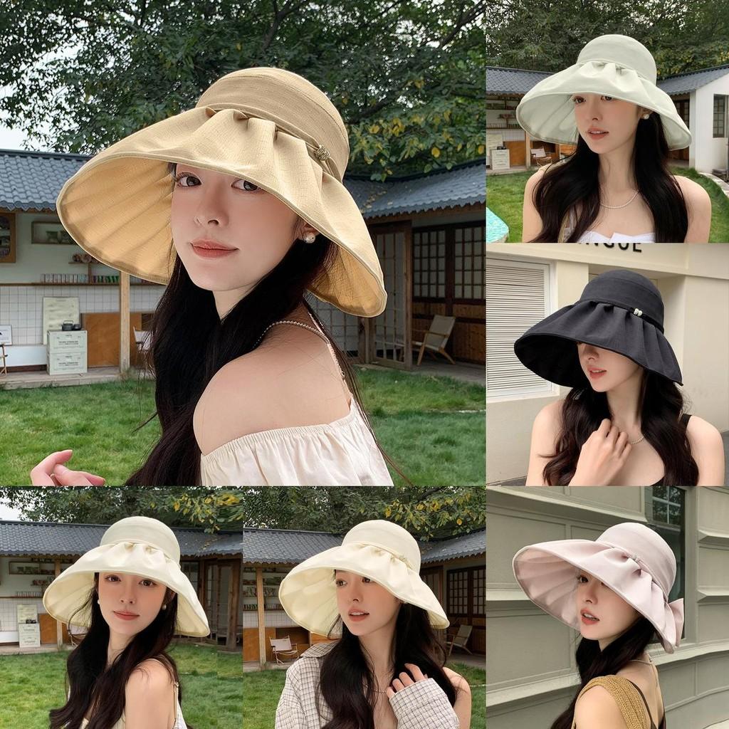 Summer Fashion Bowknot Sun Hat With Wide Brim For Outdoor Sun Protection