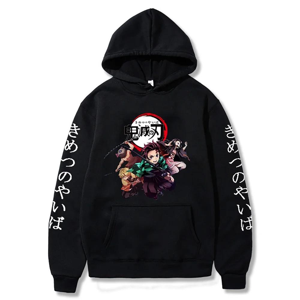 Japan Anime Demon Slayer Graphic Printed Hooded Women Hoodies Long Sleeve Plus Size Sweatshirt Harajuku Casual Girl Clothes Tops