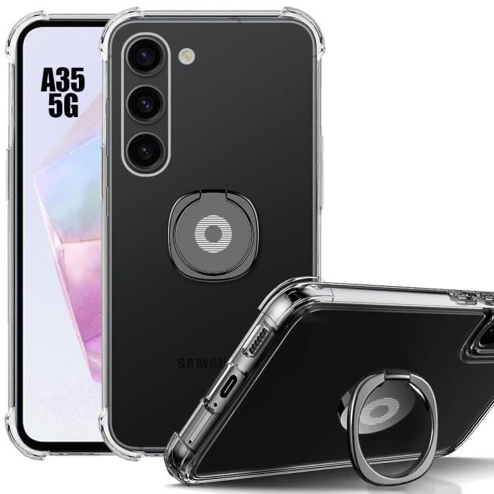 Coque - Booling - pour Samsung Galaxy A35 5G - Silicone - Anneau 360° - Protection Antichoc