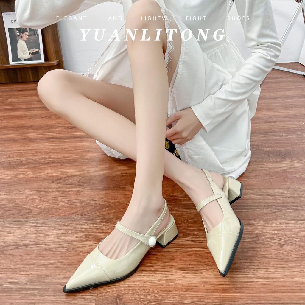 2025 Spring and Summer New French Retro Single Shoes Women's Comfortable Outer Wear High Heels Women's Thick Heels Are Not Tired Feet Pointed Women's