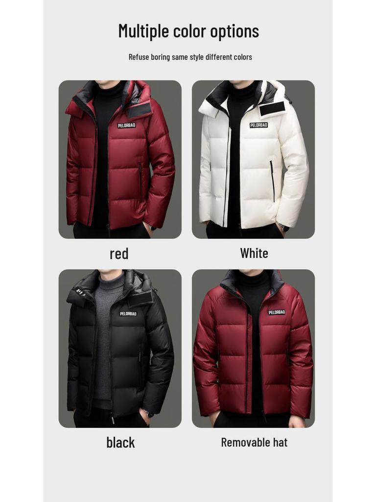 2025 Men's Winter Hooded Short Down Jacket - 90% Duck Down Casual Outerwear
