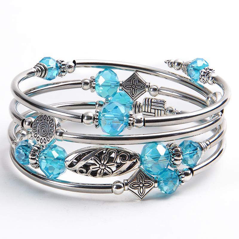 Natural Turquoise & Tiger Eye Multi-Layered Stone Wrap Bracelet