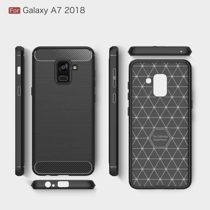 Skal Samsung Galaxy A7 2018 Fodral Kolfiber Resilient TPU Skyddsskal För Samsung Galaxy A7 2018 - Svart