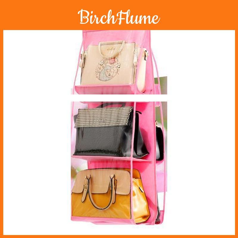 Large Capacity Non-woven Hanging Wardrobe Storage Bag For Purses In Black