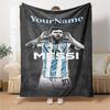 Messi Customize Text Blanket Gift Personalized Blanket Comfortable Great for Chair Living Room Livingroom Home Decor Four Seasons Universal
