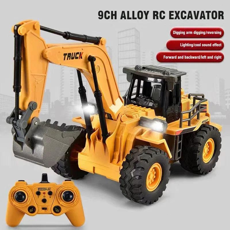 Rc Truck Excavator Dump Tractor 2.4G Remote Control Car 9Ch Alloy Engineering Vehicle Children's Toys for Boys Birthday Gifts