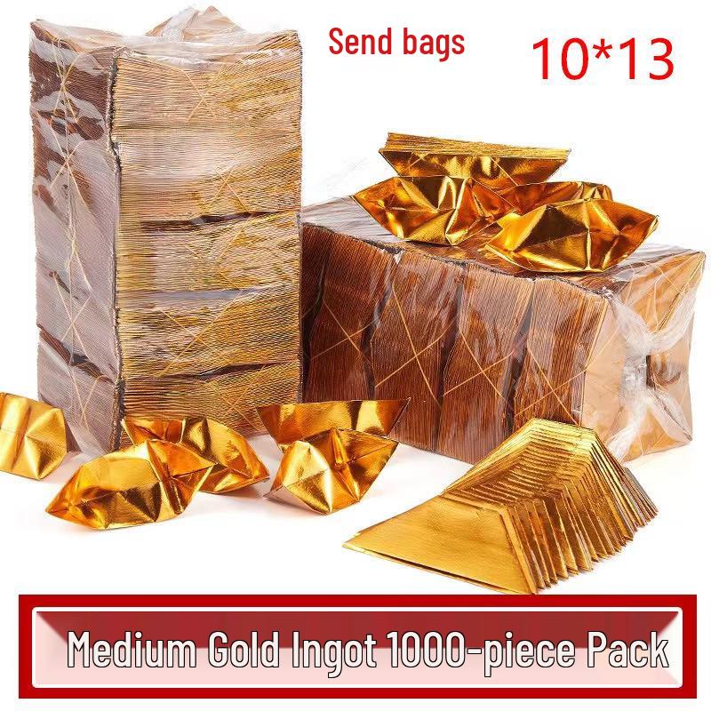 

1000-Pack Handmade Origami Ingots with Cut Corners in Gold and Silver Paper